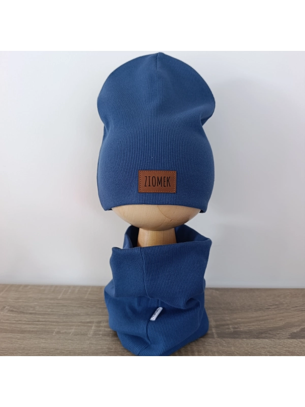 Komplet czapka i komin jeans